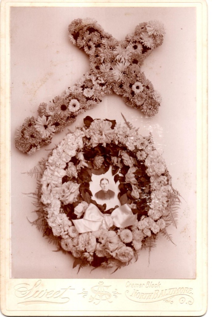 Sweet (North Baltimore, USA), Memorial cabinet card for a woman, c. 1890 albumen photograph on card